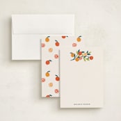 "Orange Sprigs" - Personalized Stationery Cards in Tangerine by Rebecca Smith - Assembled