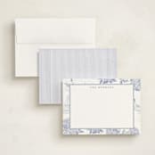"Coastal Toile" - Personalized Stationery Cards in Periwinkle by Jenna Holcomb - Assembled