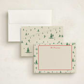 "Ski Time" - Personalized Stationery Cards in Sage by Jen Ramsey - Assembled