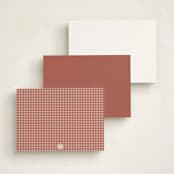 "gingham layers" - Personalized Stationery Cards in Cranberry by Ellen Schlegelmilch - Back of Card Options