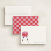 "House Cat" - Personalized Stationery Cards in Raspberry by Griffinbell Paper Co. - Assembled