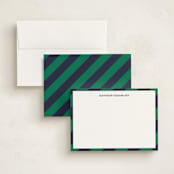 "Wide Stripe Nautical" - Personalized Stationery Cards in Emerald Green by Seth Caskey - Assembled