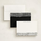 "Handdrawn Pattern" - Personalized Stationery Cards in Ebony by Hooray Creative - Assembled