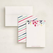 "Abstract Floral" - Personalized Stationery Cards in Wild Strawberry by Holly Whitcomb - Assembled