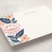 "Peony Floral Vine" - Personalized Stationery Cards in Navy by Alethea and Ruth - Detail