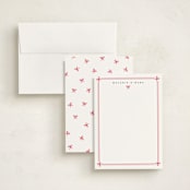 "bow border" - Personalized Stationery Cards in Red Ribbon by Alston Foster - Assembled