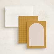 "Modern Arch" - Personalized Stationery Cards in Marigold by Owl and Toad - Assembled