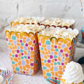 "Safari Popcorn Boxes - Pack of 12" - Party Table Decor in orange by MA FÊTE