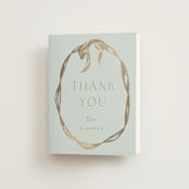 "Ribbon Wreath" - Bridal Shower Thank You Cards in Bluebell by Leah Bisch - Front