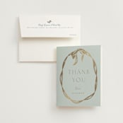 "Ribbon Wreath" - Bridal Shower Thank You Cards in Bluebell by Leah Bisch - Card with Envelope