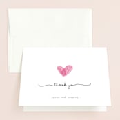 "Fingerprint Heart" - Bridal Shower Thank You Cards in white | pink by Angelene - Front