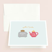"Toast the Happy Couple" - Bridal Shower Thank You Cards in blue by Christina Novak - Front