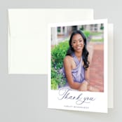 "watercolor flowers crest" - Bridal Shower Thank You Cards in Dusty Blue by Cass Loh - Front