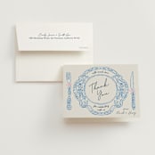 "Wine & Dine" - Bridal Shower Thank You Cards in Porcelain by Elly - Card with Envelope