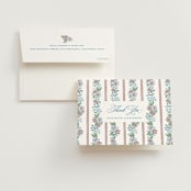 "Floral Frame Crest" - Bridal Shower Thank You Cards in Peony by Erin German - Card with Envelope