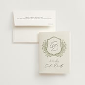"Traditional Monogram" - Bridal Shower Thank You Cards in Olive by Erin Deegan - Card with Envelope