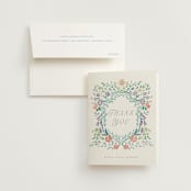 "wildflowers crest" - Bridal Shower Thank You Cards in Flower Braid by Petra Kern - Card with Envelope
