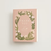 "Floral Harvest" - Bridal Shower Thank You Cards in Rose by Paper Sun Studio - Front