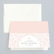"Elegant Piping" - Bridal Shower Thank You Cards in pink by Mandy Rider - Front