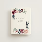"Garden Stroll" - Bridal Shower Thank You Cards in Burgundy by Creo Study - Front