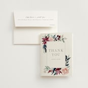 "Garden Stroll" - Bridal Shower Thank You Cards in Burgundy by Creo Study - Card with Envelope