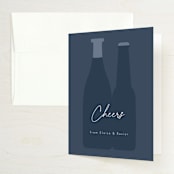 "Bubbles and Brews" - Bridal Shower Thank You Cards in Midnight by Corinne Malesic - Front