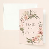 "Boho Botanical " - Bridal Shower Thank You Cards in Blush by Susan Moyal - Front