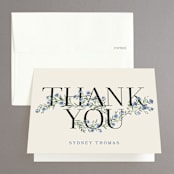 "Coneflower Garland" - Bridal Shower Thank You Cards in Periwinkle by Kate Ahn - Front