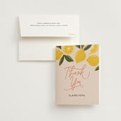 "Lemonade" - Bridal Shower Thank You Cards in Blush by That Girl Press - Card with Envelope