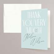 "Versatile" - Bridal Shower Thank You Cards in Bluebell by Pixel and Hank - Front
