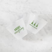 "Custom Merry Everything Frosted Plastic Cup, set of 50" - Party Cups in green by ForYourParty