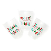 "Jingle and Mingle Christmas Party Frosted Plastic Cups, Pack of 12" - Party Cups in multicolorassorted-colors by ForYourParty