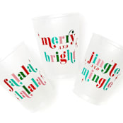 "Jingle and Mingle Christmas Party Frosted Plastic Cups, Pack of 12" - Party Cups in multicolorassorted-colors by ForYourParty