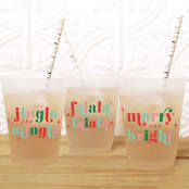 "Jingle and Mingle Christmas Party Frosted Plastic Cups, Pack of 12" - Party Cups in multicolorassorted-colors by ForYourParty