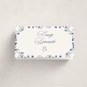 "Amalfi Coast" - Party Place Cards in Cerulean by Jenna Holcomb - Folded with Free Guest Printing