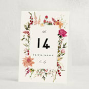 "Lush" - Party Table Numbers in Magenta by Susan Moyal - Folded
