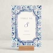"Amalfi Coast" - Party Table Numbers in Cerulean by Jenna Holcomb - Displayed (stand not included)