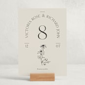 "Floral Type Arch" - Party Table Numbers in Linen by Baumbirdy - Displayed (stand not included)