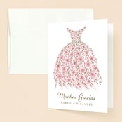 "Quinceañera Party Dress" - Quinceañera Thank You Cards in Rosado by Paper Sun Studio - Front