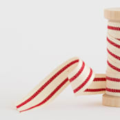 "Cherry Red Cotton Stripe" - Ribbon in Red by Minted - Close-Up