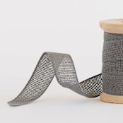 "Medium Grey Loose Weave Cotton" - Ribbon in medium grey by Minted - Close-Up