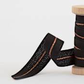 "Black & Copper Metallic Stripe" - Ribbon in black + copper by Minted - Close-Up