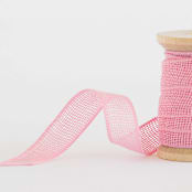 "Classic Pink Loose Weave Cotton" - Ribbon in classic pink by Minted - Close-Up