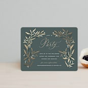 "Gilded" - Reception Cards in Slate by Leah Bisch - Front