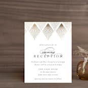 "Deco Fan Border" - Reception Cards in Snow by Kelly Schmidt - Front