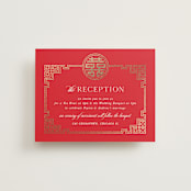 "HAPPINESS x 2" - Reception Cards in Ruby by Melanie Kosuge - Front