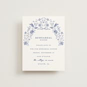 "Daisy Toile" - Rehearsal Dinner Cards in Blue Willow by Susan Zinader - Front