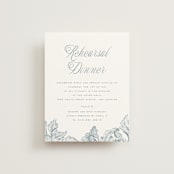 "Wreath In Bloom" - Rehearsal Dinner Cards in Lake by Leah Bisch - Front