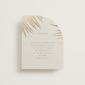 "Gilded Palm" - Foil-Pressed Rehearsal Dinner Cards in Sand by Melinda Denison - Front