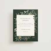"Garden Serenity" - Foil-Pressed Rehearsal Dinner Cards in Greenery by Itsy Belle Studio - Front
